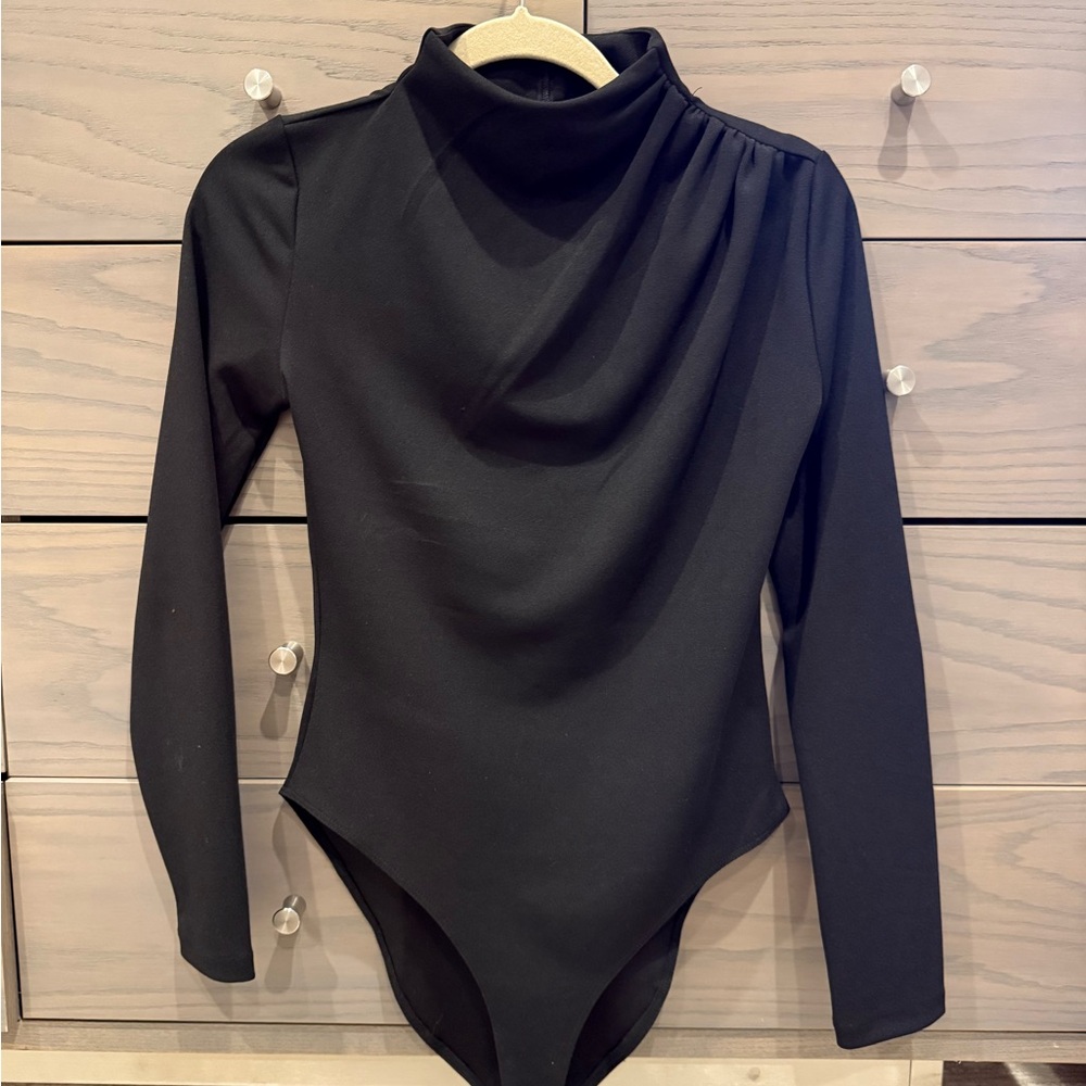 Zara Black Long-Sleeve High-Neck Bodysuit